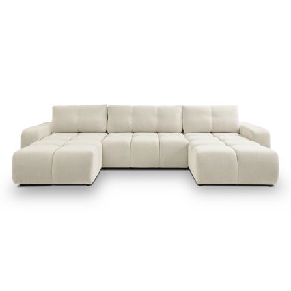 U-shaped upholstered folding lounge suite with a storage space ALMADA beige