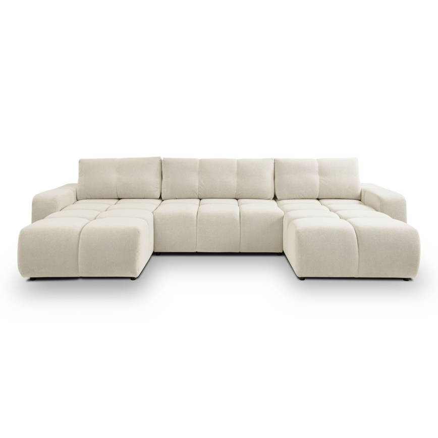 U-shaped upholstered folding lounge suite with a storage space ALMADA beige