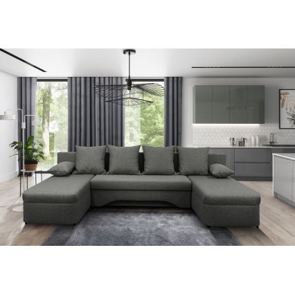 U-shaped upholstered universal folding corner lounge suite ALMEIDA anthracite