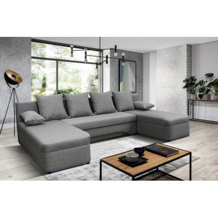 U-shaped upholstered universal folding corner lounge suite ALMEIDA grey