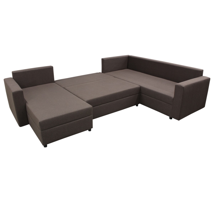 U-shaped upholstered universal folding corner lounge suite SEYA brown