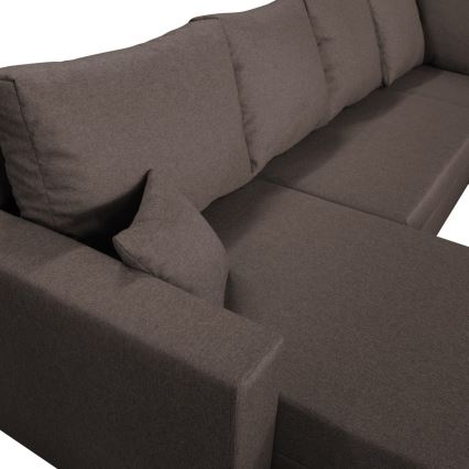 U-shaped upholstered universal folding corner lounge suite SEYA brown