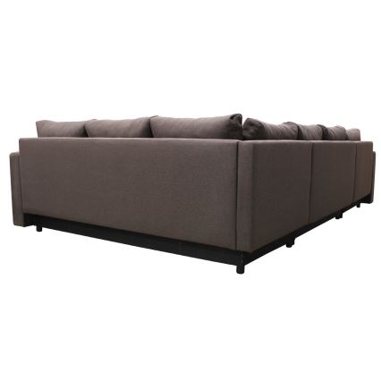 U-shaped upholstered universal folding corner lounge suite SEYA brown