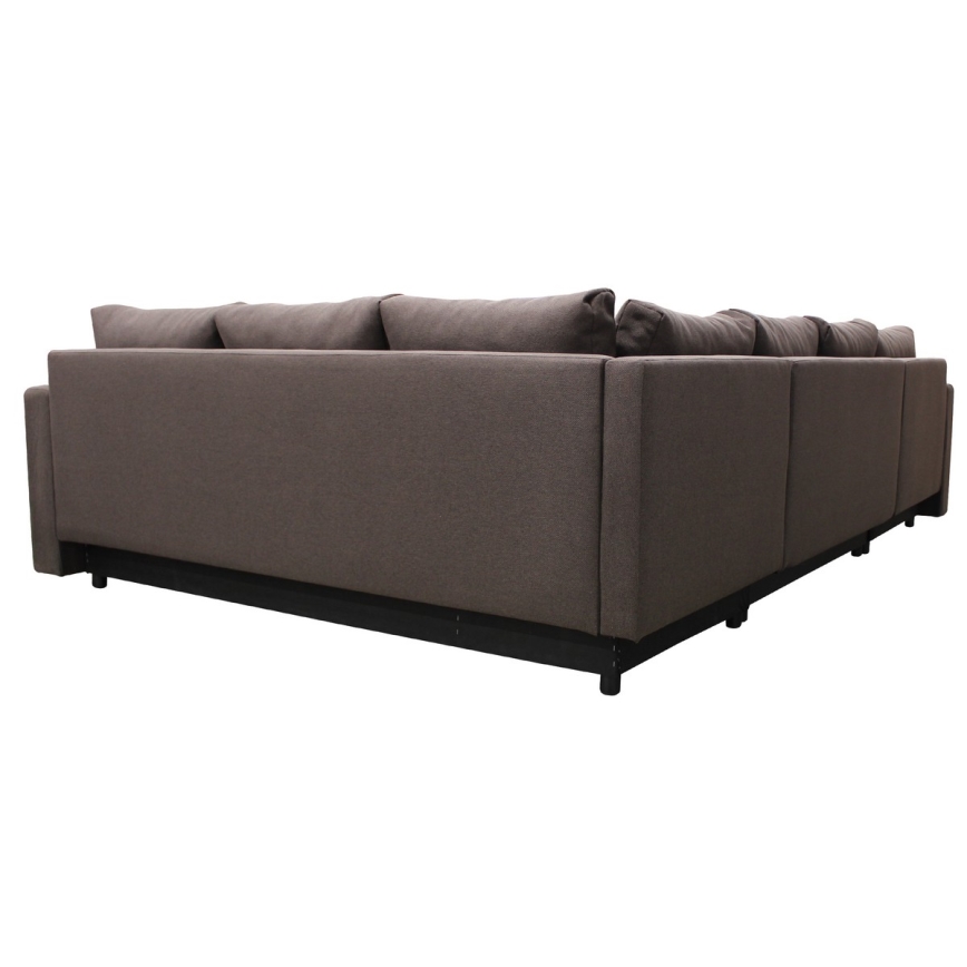 U-shaped upholstered universal folding corner lounge suite SEYA brown