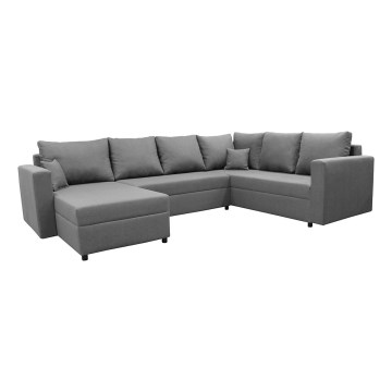 U-shaped upholstered universal folding corner lounge suite SEYA grey