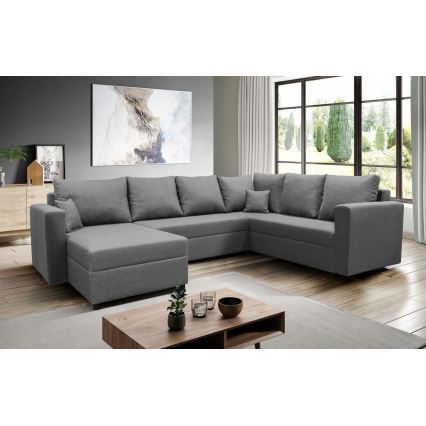 U-shaped upholstered universal folding corner lounge suite SEYA grey