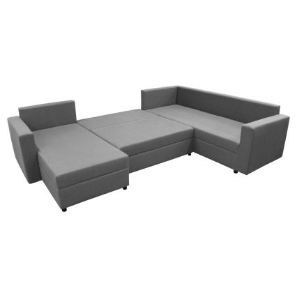 U-shaped upholstered universal folding corner lounge suite SEYA grey