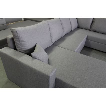 U-shaped upholstered universal folding corner lounge suite SEYA grey