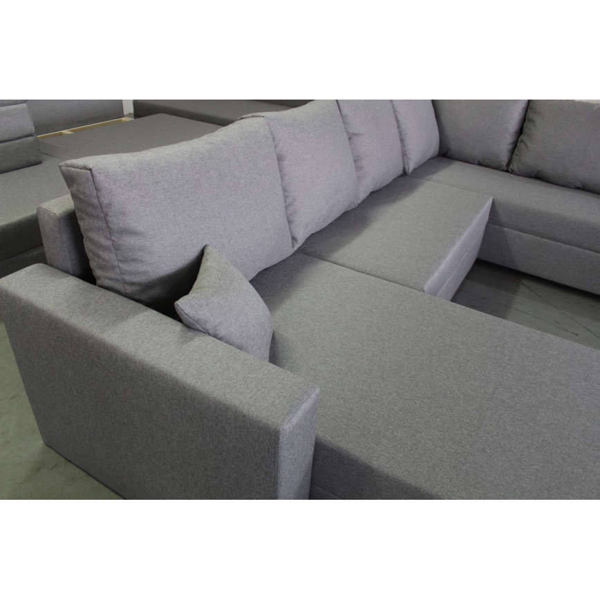 U-shaped upholstered universal folding corner lounge suite SEYA grey