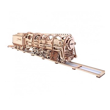 Ugears - 3D wooden mechanical puzzle Steam locomotive with a tender