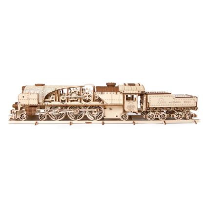 Ugears - 3D wooden mechanical puzzle V-Express steam locomotive with a tender