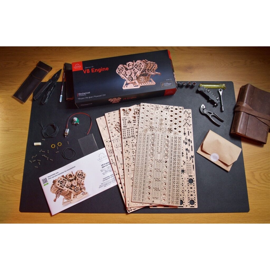 Ugears - 3D Wooden Mechanical Puzzle: V8 Engine