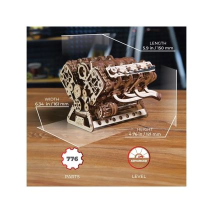 Ugears - 3D Wooden Mechanical Puzzle: V8 Engine