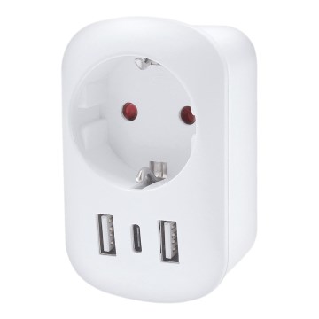 UK 230V Travel Adapter with 2x USB-A + 1x USB-C