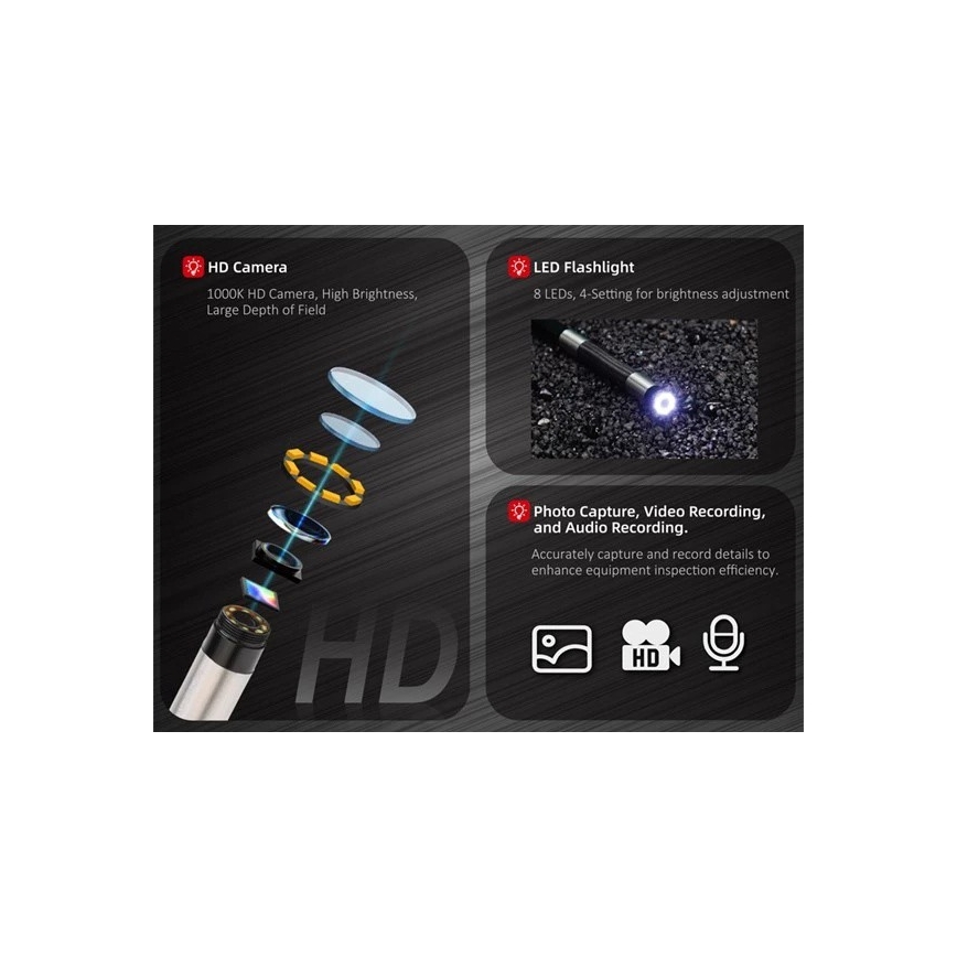 Uni-T - Borescope 3.7V 3000 mAh IP67 3m