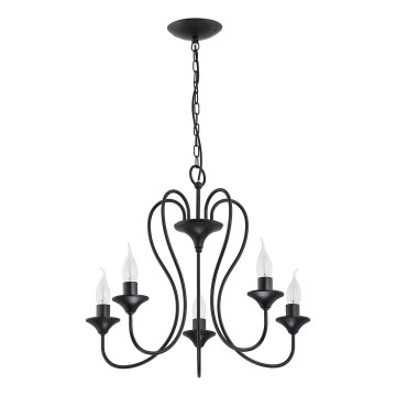 UNITY chain-hung chandelier, 5xE14/10W/230V, Black