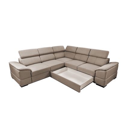 Universal corner folding lounge suite with a storage space GRANADA beige
