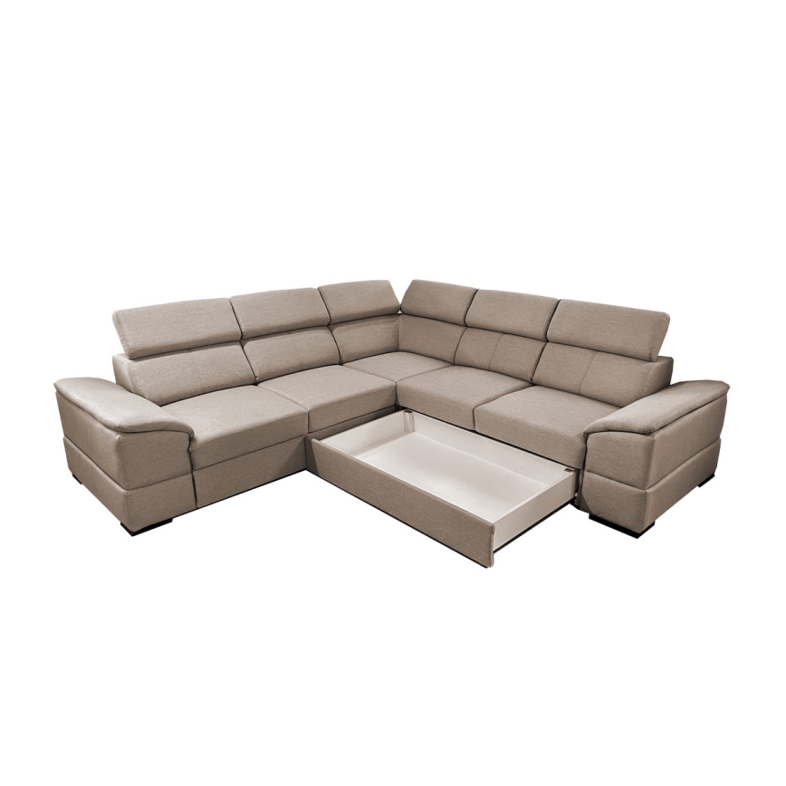 Universal corner folding lounge suite with a storage space GRANADA beige