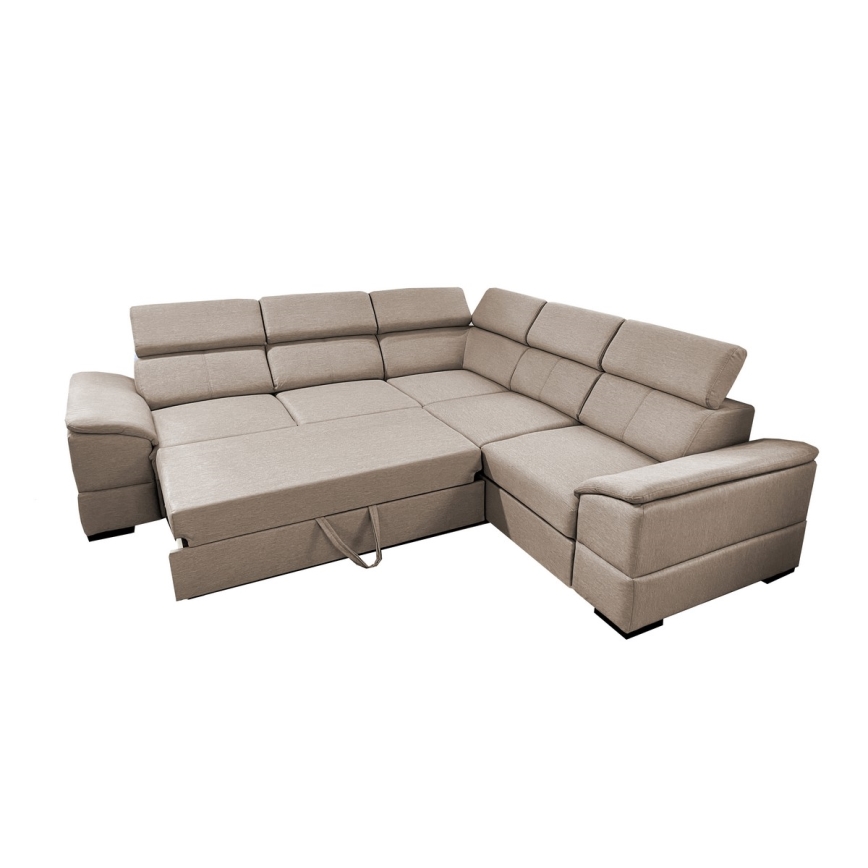 Universal corner folding lounge suite with a storage space GRANADA beige