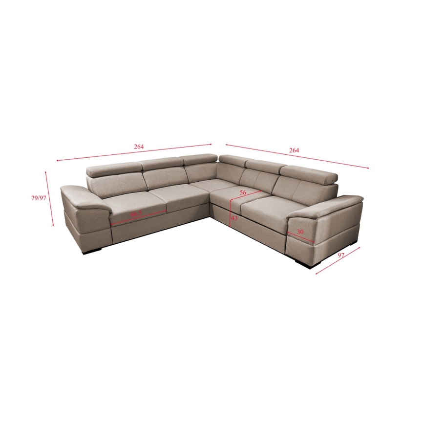 Universal corner folding lounge suite with a storage space GRANADA beige
