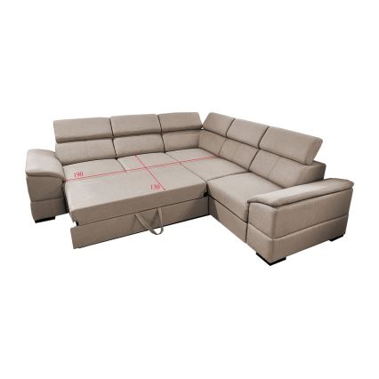 Universal corner folding lounge suite with a storage space GRANADA beige