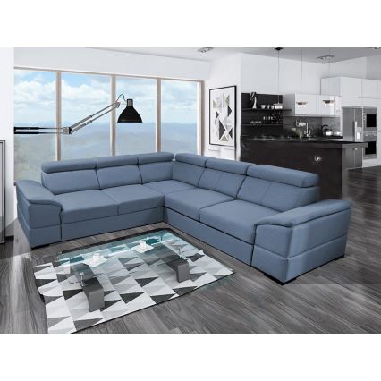 Universal corner folding lounge suite with a storage space GRANADA blue