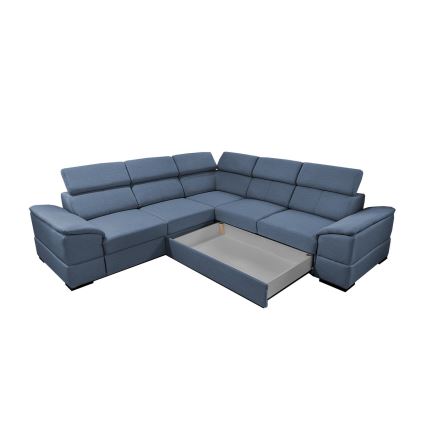 Universal corner folding lounge suite with a storage space GRANADA blue