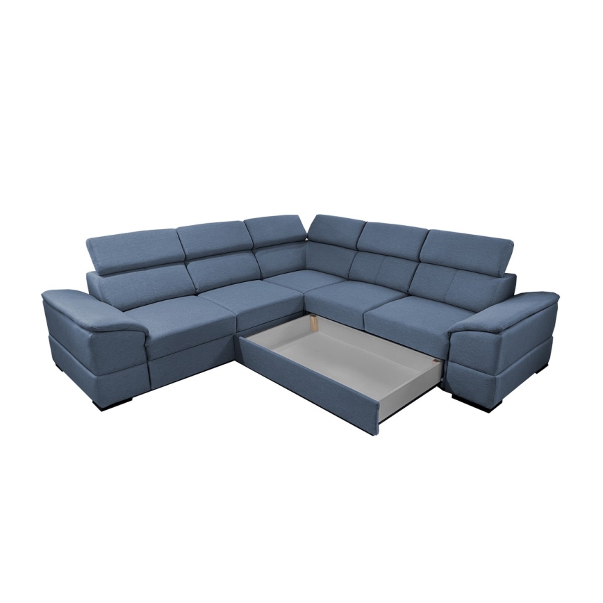 Universal corner folding lounge suite with a storage space GRANADA blue