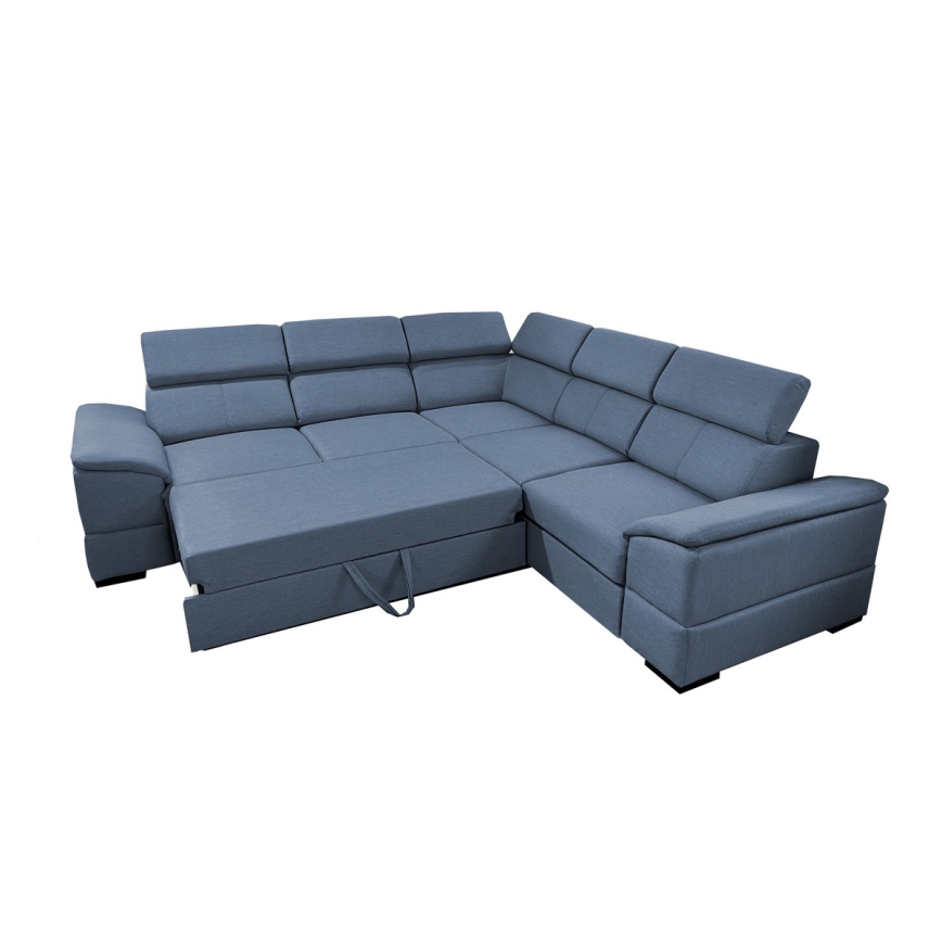 Universal corner folding lounge suite with a storage space GRANADA blue