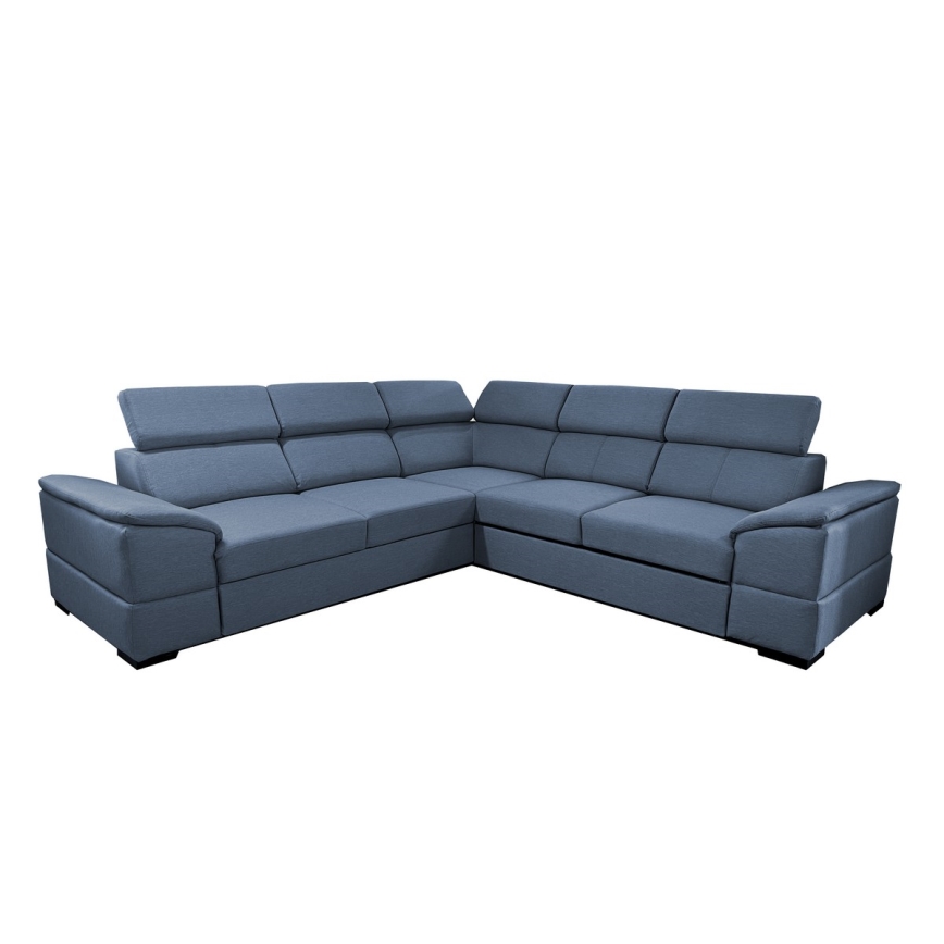 Universal corner folding lounge suite with a storage space GRANADA blue