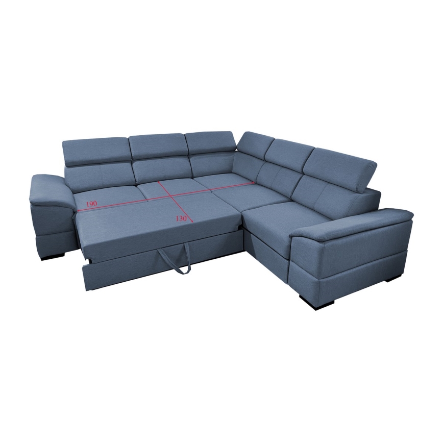 Universal corner folding lounge suite with a storage space GRANADA blue