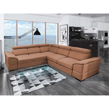 Universal corner folding lounge suite with a storage space GRANADA brown
