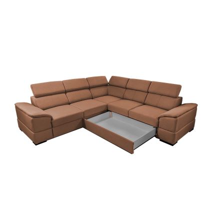 Universal corner folding lounge suite with a storage space GRANADA brown