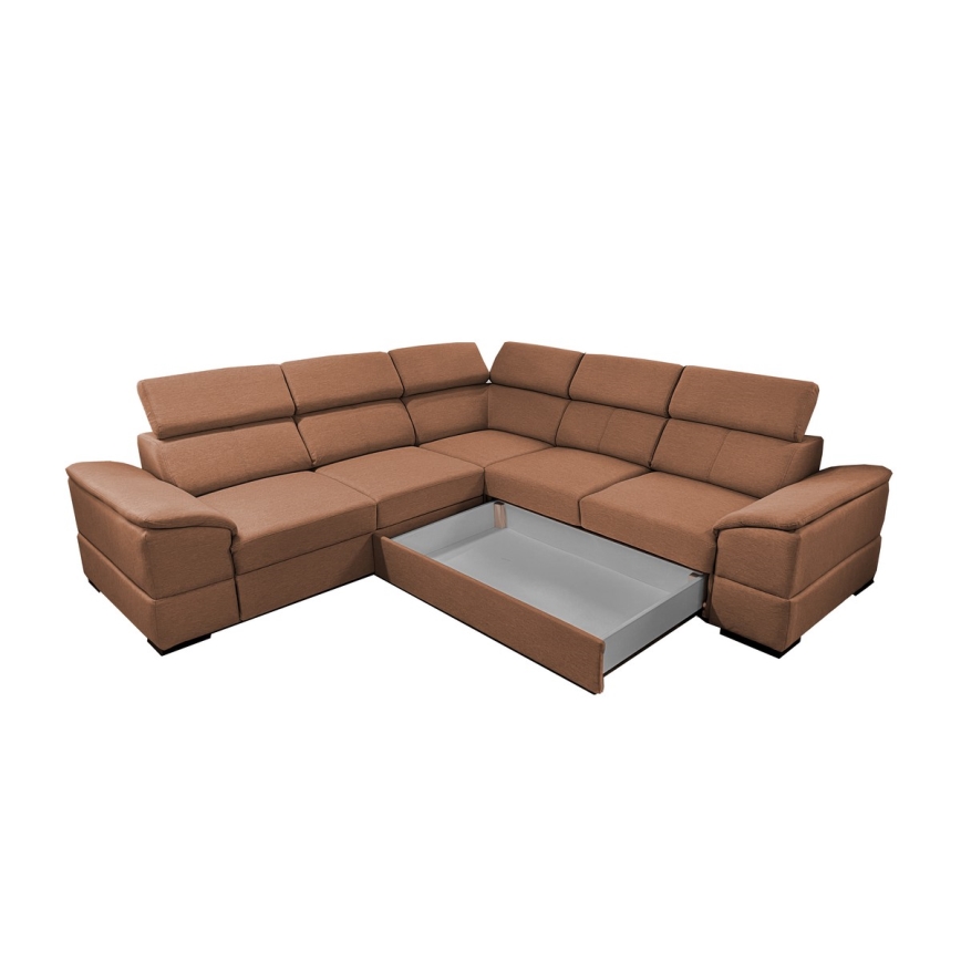 Universal corner folding lounge suite with a storage space GRANADA brown