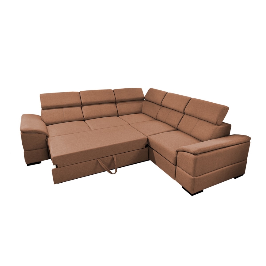 Universal corner folding lounge suite with a storage space GRANADA brown