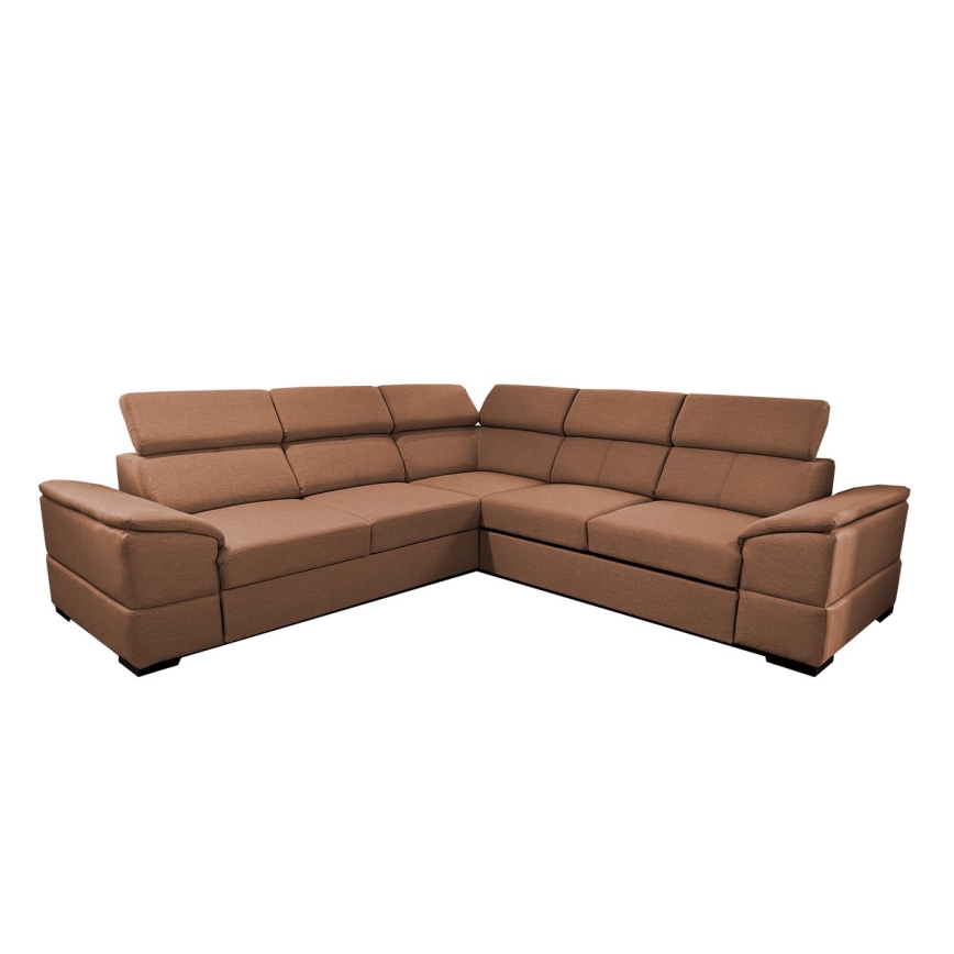 Universal corner folding lounge suite with a storage space GRANADA brown
