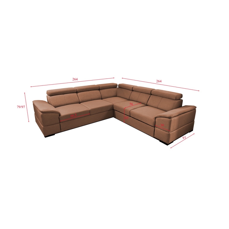 Universal corner folding lounge suite with a storage space GRANADA brown