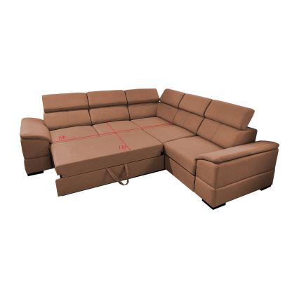 Universal corner folding lounge suite with a storage space GRANADA brown