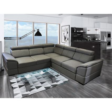 Universal corner folding lounge suite with a storage space GRANADA dark grey