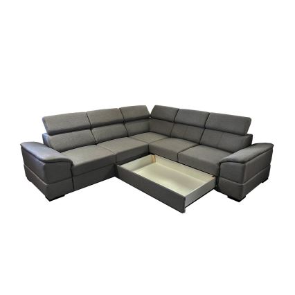 Universal corner folding lounge suite with a storage space GRANADA dark grey