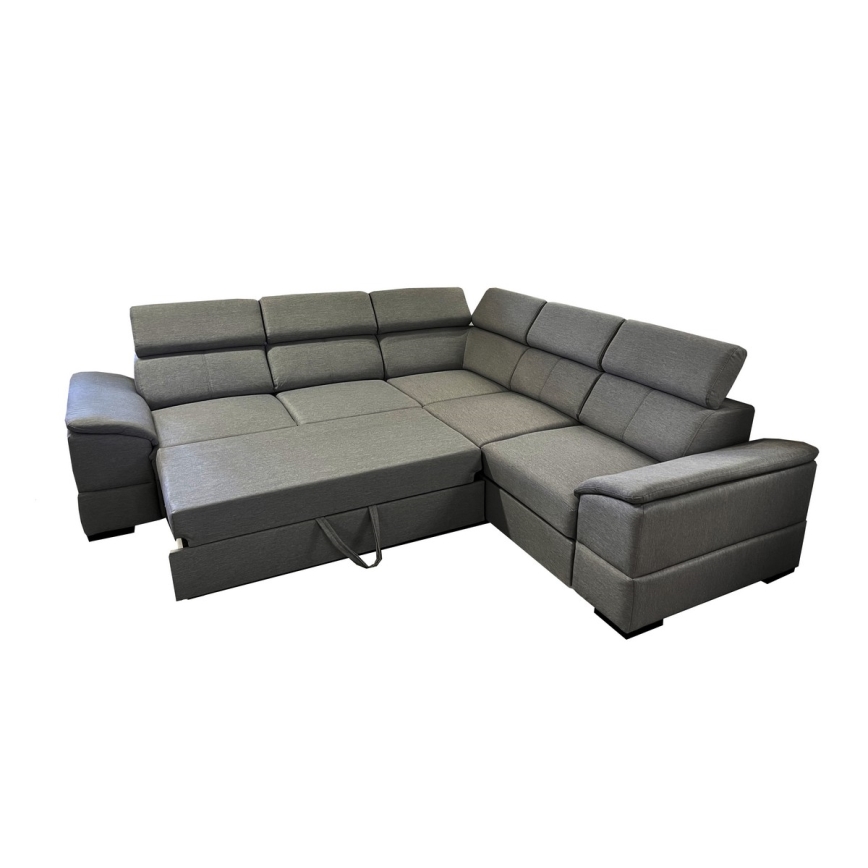 Universal corner folding lounge suite with a storage space GRANADA dark grey