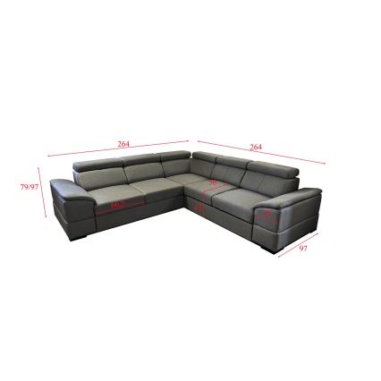 Universal corner folding lounge suite with a storage space GRANADA dark grey