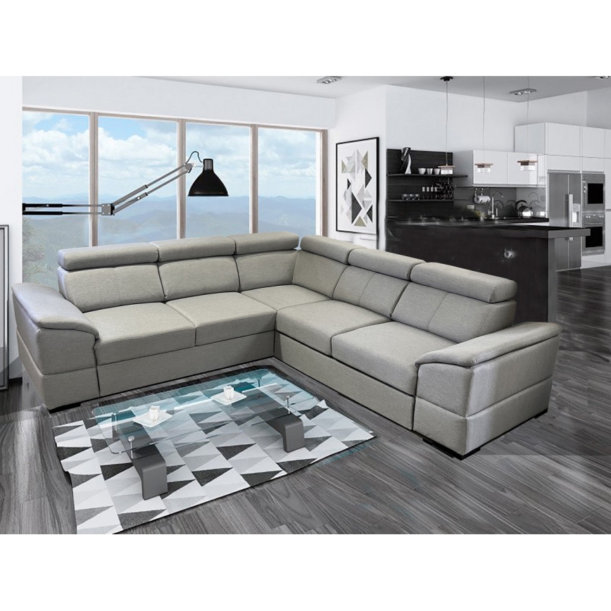 Universal corner folding lounge suite with a storage space GRANADA grey