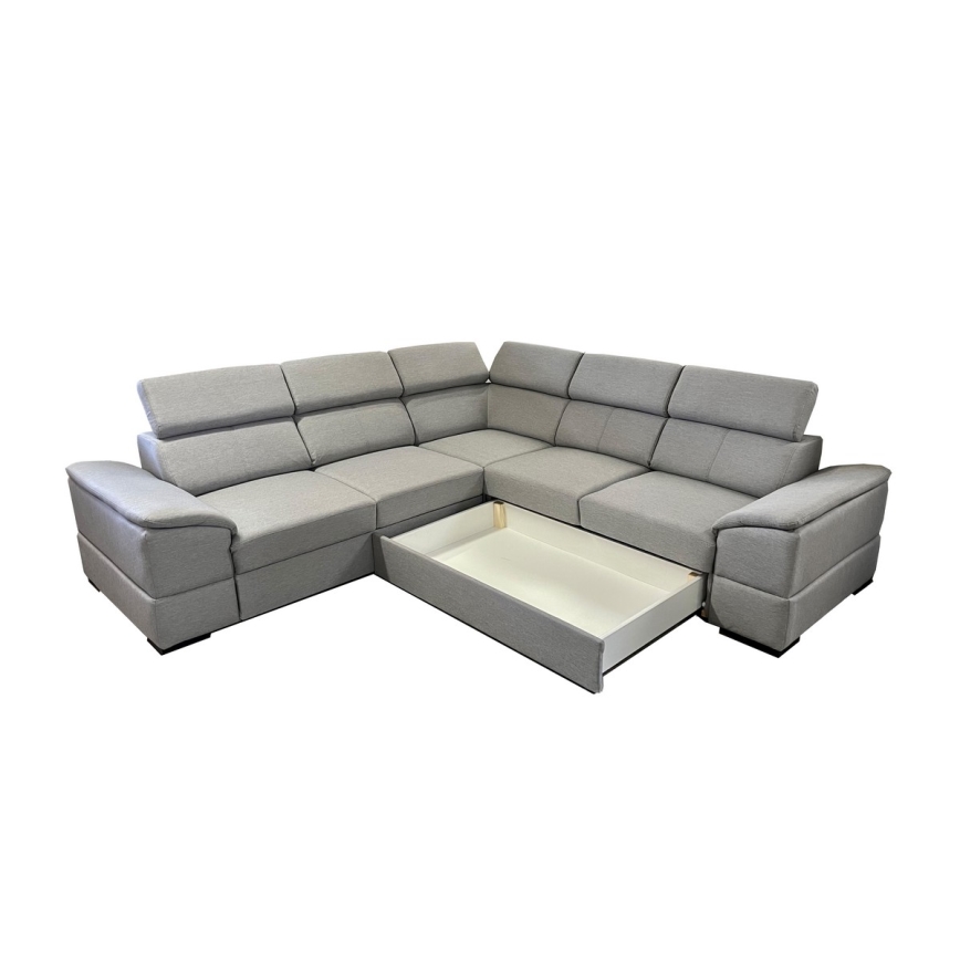 Universal corner folding lounge suite with a storage space GRANADA grey