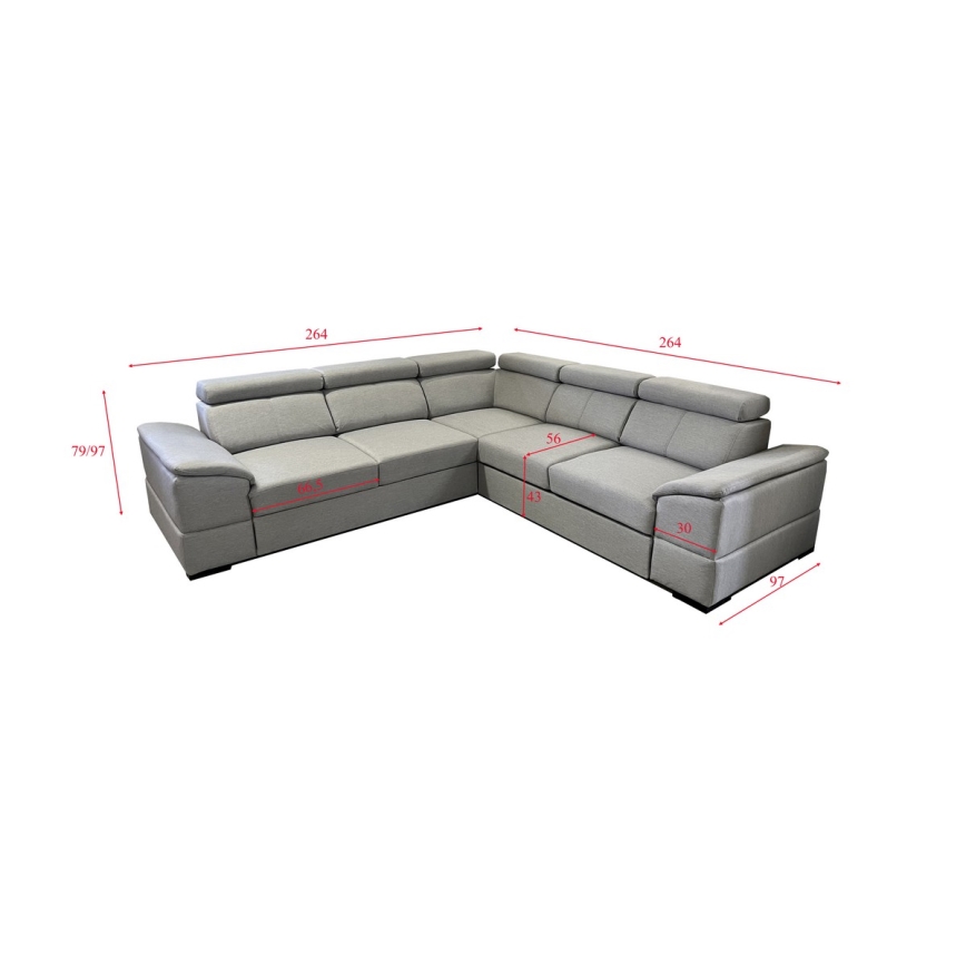 Universal corner folding lounge suite with a storage space GRANADA grey