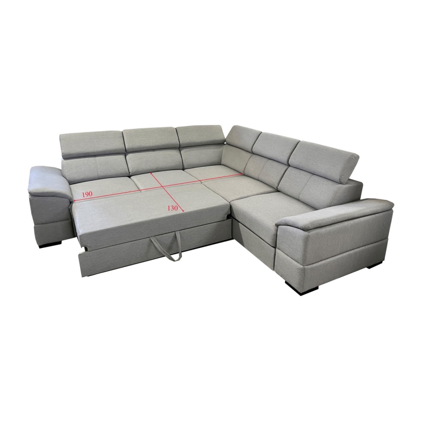 Universal corner folding lounge suite with a storage space GRANADA grey