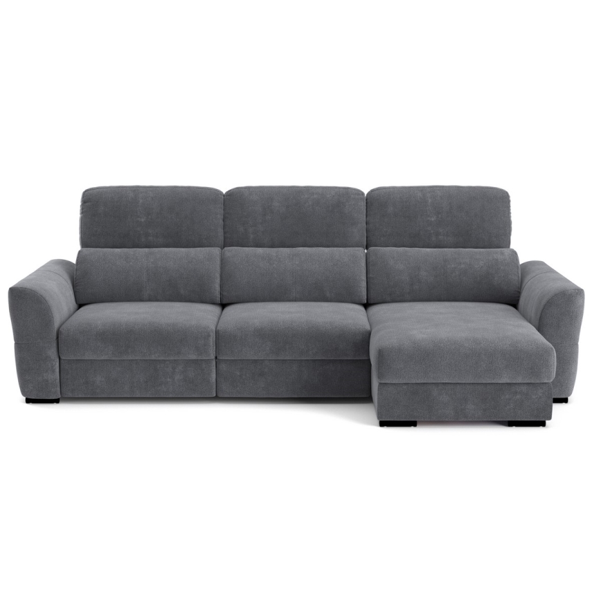 Universal corner folding three-seater sofa with a storage space TRENTO anthracite