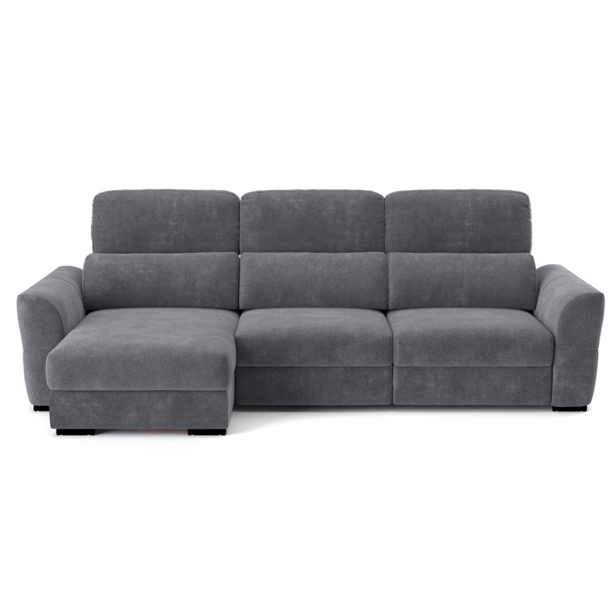 Universal corner folding three-seater sofa with a storage space TRENTO anthracite