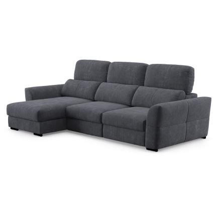 Universal corner folding three-seater sofa with a storage space TRENTO anthracite