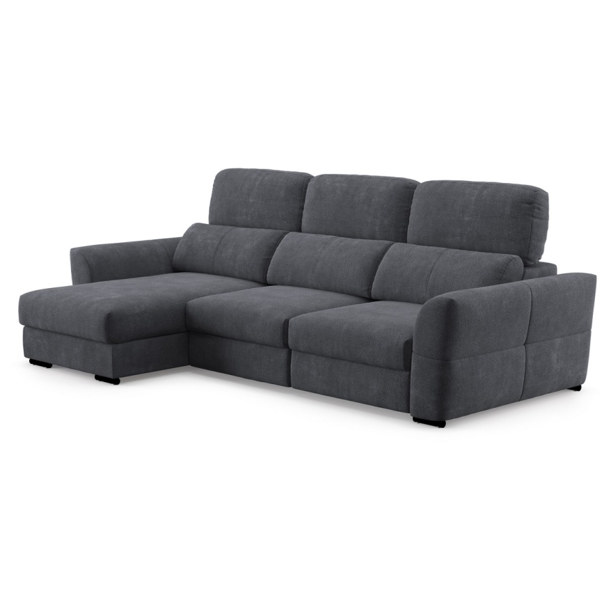 Universal corner folding three-seater sofa with a storage space TRENTO anthracite